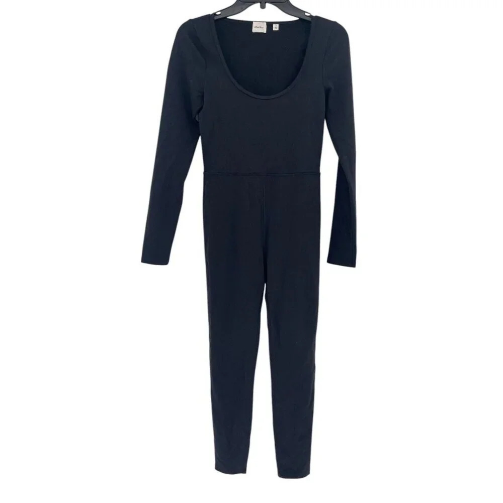 Wilfred Free Womens Black Maxe Jumpsuit Scoop Neck Long Sleeve Stretch Size M